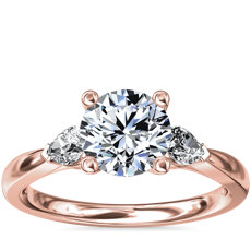 NOUVEAU Bagues de fiançailles diamant latéral taille poire en or rose 18 carats (0,23 carats, poids total)